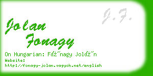 jolan fonagy business card